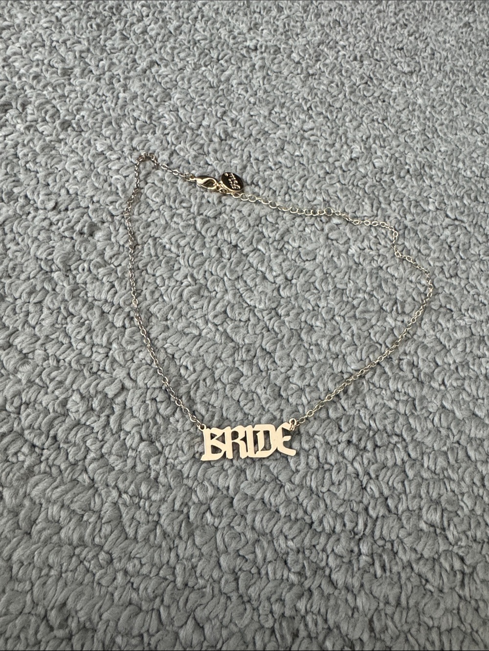 BRIDE Script Pendant Necklace - Gold Tone